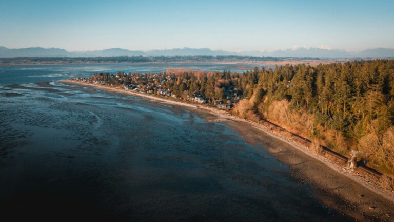 Aerial view of stunning Crescent Rock Nude Beach