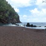 View from the rocky sand at Kaihalulu Red Sand Beach