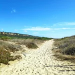 The sandy trail to the parking lot at Praia da Bela Vista
